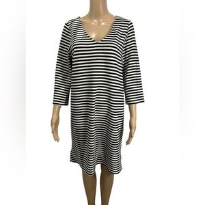 Karen Kane Black and White Striped Stretch V-neck Sheath Dress size L